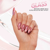 Close-up of a model's hand wearing Salon Perfect 381 Glass Magenta Press On Nail.